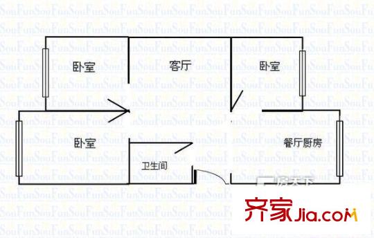 自來(lái)水公司宿舍戶型圖太原 北大街新建口巨輪派出所門口 戶型圖 3室
