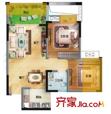 泰合百花公園戶型圖二室二廳 戶型圖 2室2廳