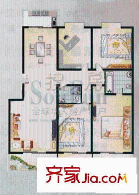 紫藤苑二期戶型圖4室2廳2衛(wèi)1廚