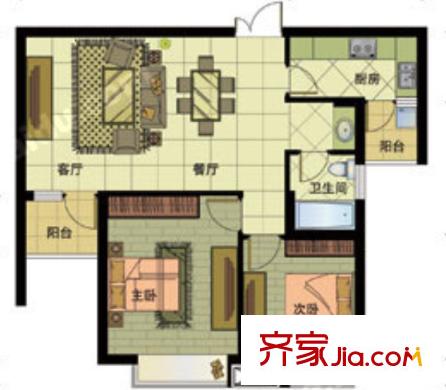 晉合世家戶型圖2室2廳 戶型圖 2室2廳
