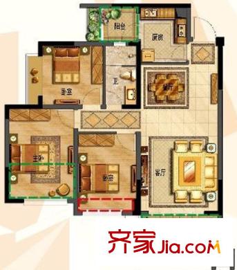 晉合世家戶型圖3室2廳 戶型圖 3室2廳