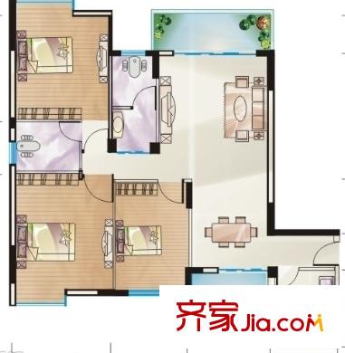 三金鑫城國(guó)際戶型圖三室二廳 戶型圖 3室2廳