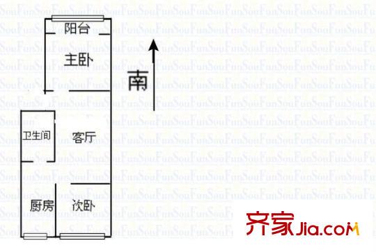 迎澤公園南門電信宿舍戶型圖迎澤公園南門 電信宿舍 2室 戶型圖 2室1廳1衛(wèi)1廚