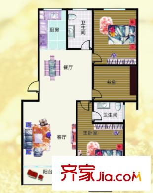 三金鑫城國(guó)際戶型圖三室二廳 戶型圖 3室2廳