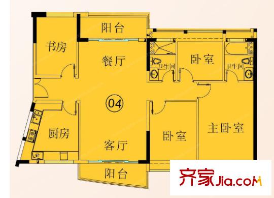 錦繡人家戶型圖4室2廳 戶型圖 4室2廳