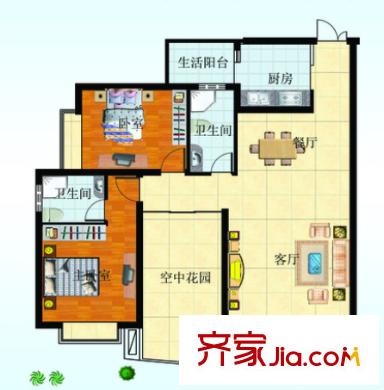 錦繡人家戶型圖3室2廳 戶型圖 3室2廳