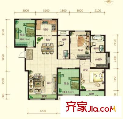 萬(wàn)科城戶型圖二室二廳 戶型圖 2室2廳