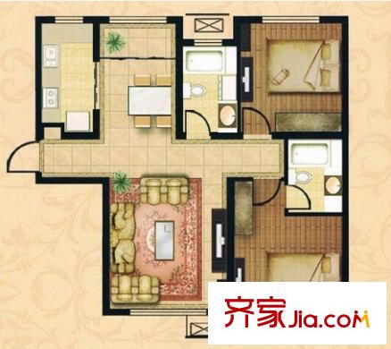 萬(wàn)科城戶型圖二室二廳 戶型圖 2室2廳
