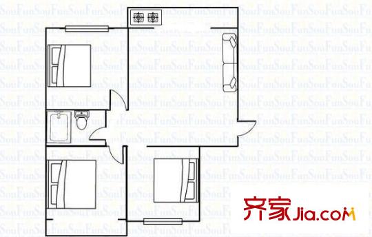 小北門稅務局宿舍 3室 戶型圖