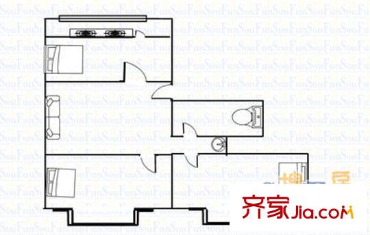 小北門稅務(wù)局宿舍 3室 戶型圖