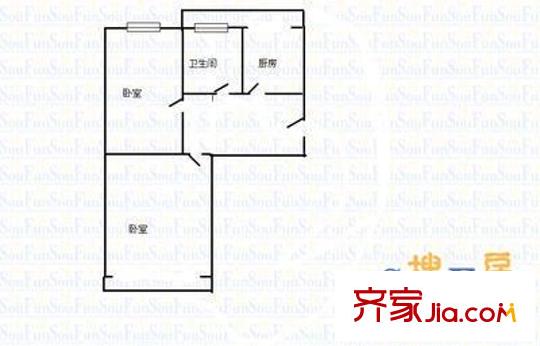 新礦院路農(nóng)行宿舍 2室 戶型圖