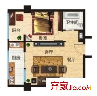 五里漢城戶型圖一室二廳 戶型圖 1室2廳