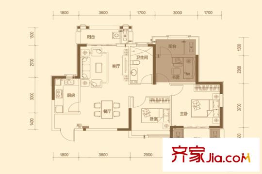 保利公園九里15#樓3-I戶型（售完） 3室2廳1衛(wèi)1廚