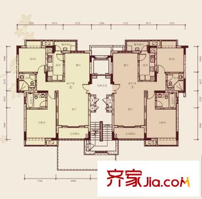 武漢天地御江苑戶型圖二期t322戶型 2室2廳2衛(wèi)