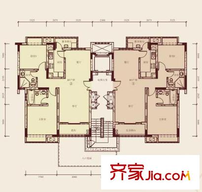 武漢天地御江苑戶型圖二期t42戶型 2室2廳2衛(wèi)