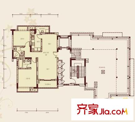 武漢天地御江苑戶型圖二期t242戶型 2室2廳2衛(wèi)
