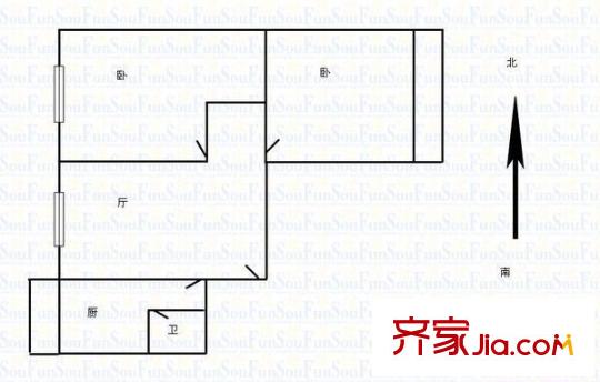 鐵路局宿舍 2室 戶型圖