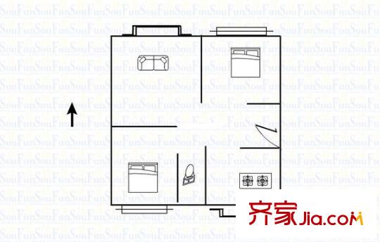 鐵路局宿舍 3室 戶型圖