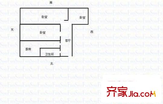 桃園小區(qū) 2室 戶型圖