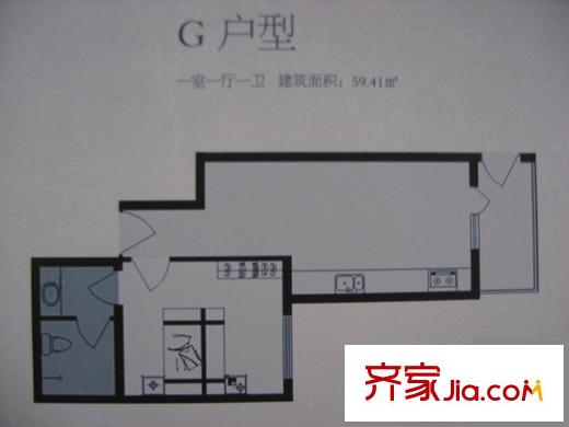 太行雅苑戶型圖G戶型 1室1廳1衛(wèi)1廚