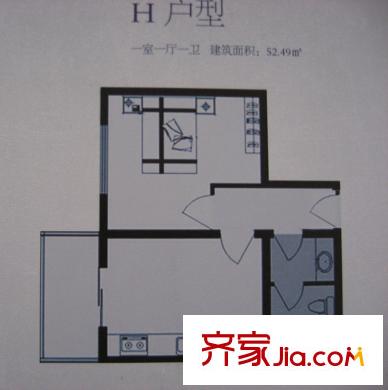 太行雅苑戶型圖H戶型 1室1廳1衛(wèi)1廚
