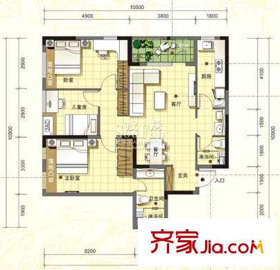 萬科金色家園戶型圖3室2廳 戶型圖 3室2廳2衛(wèi)