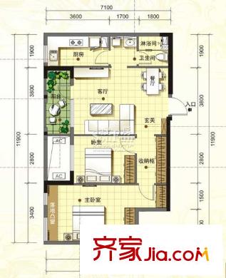 萬科金色家園戶型圖2室1廳 戶型圖 2室1廳1衛(wèi)
