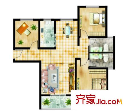 萬科金色家園戶型圖2室2廳 戶型圖 2室2廳