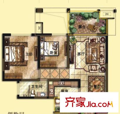 東湖林語戶型圖2室2廳 戶型圖 2室2廳