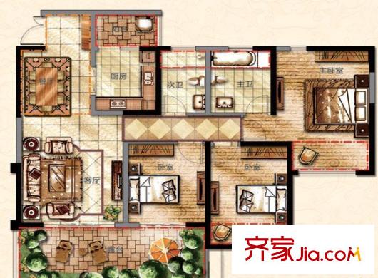 東湖林語戶型圖3室2廳 戶型圖 3室2廳
