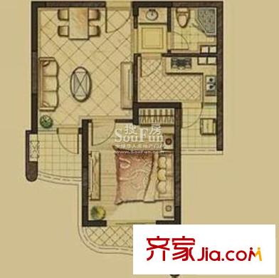 靜安上城戶型圖1室1廳 戶型圖 1室1廳1衛(wèi)