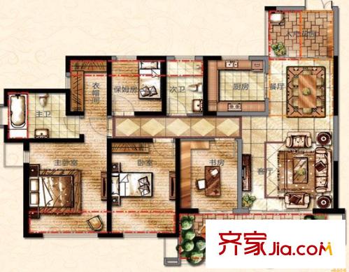 東湖林語戶型圖4室2廳 戶型圖 4室2廳