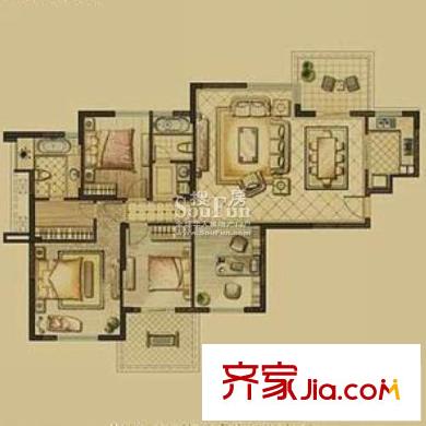 靜安上城戶型圖4室2廳 戶型圖 4室2廳2衛(wèi)