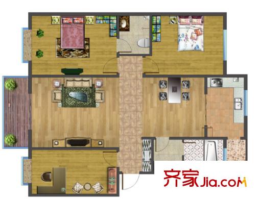 百步亭花園安居苑戶型圖三室二廳 戶型圖 3室2廳