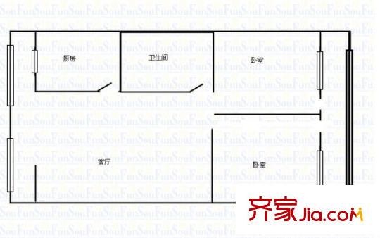 勝利橋東房改辦宿舍 2室 戶型圖