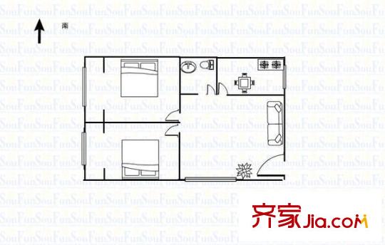 勝利橋東房改辦宿舍 2室 戶型圖