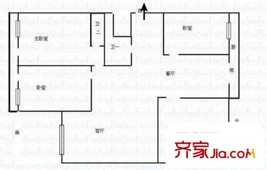 省軍區(qū)第二干休所小區(qū) 4室 戶型圖