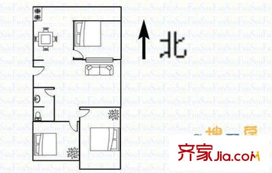 食品三廠宿舍 3室 戶型圖