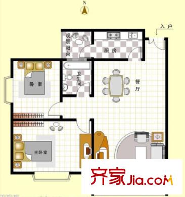 東立國際戶型圖二室二廳 戶型圖 2室2廳