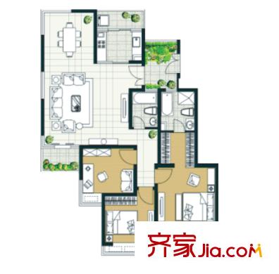 東立國際戶型圖三室二廳 戶型圖 3室2廳