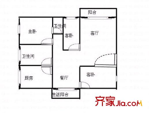 江欣苑（還建房）戶型圖江欣苑 戶型圖 3室2廳2衛(wèi)1廚