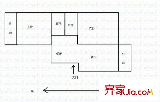 江欣苑（還建房）戶型圖江欣苑 2室 戶型圖 2室2廳1衛(wèi)1廚