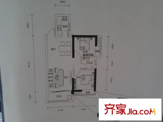 江欣苑（還建房）戶型圖江欣苑 2室 戶型圖 2室2廳1衛(wèi)1廚