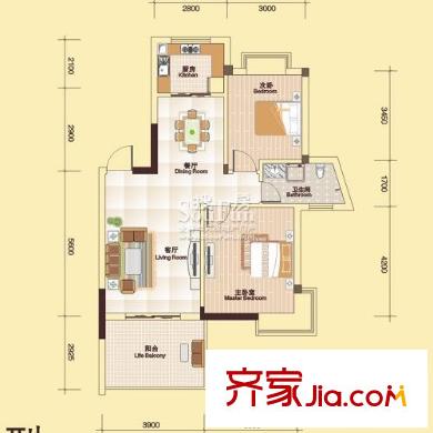 友誼國際戶型圖2室2廳 戶型圖 2室2廳1衛(wèi)