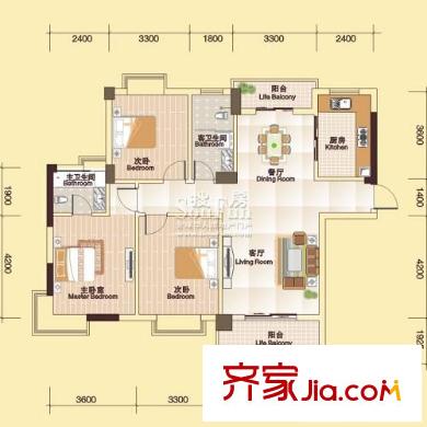 友誼國際戶型圖3室2廳 戶型圖 3室2廳2衛(wèi)