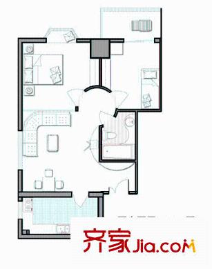 柳南商貿(mào)中心戶型圖2室2廳1衛(wèi)1廚