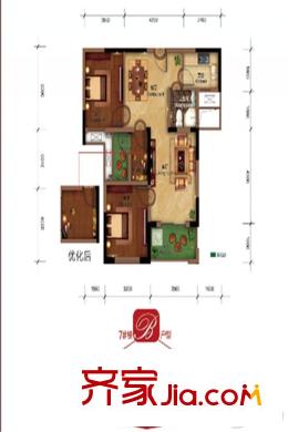 觀瀾外校城7號樓B戶型 3室2廳1衛(wèi)