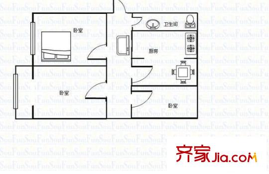 建設(shè)北路39號院 3室 戶型圖