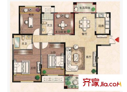 松濤苑戶型圖三室二廳 戶型圖 3室2廳