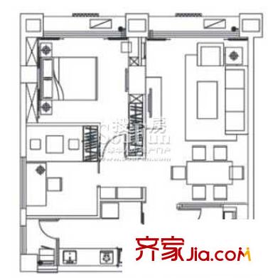 融僑錦城戶型圖E3 2室2廳1衛(wèi)1廚